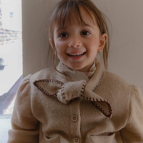 [予約]Manon knitted ribbon cardigan/ OREN by Hibyebebe