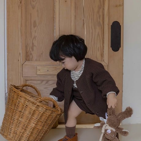 [予約]Bruno Knit Set (Cardigan + Overalls)/ OREN by Hibyebebe
