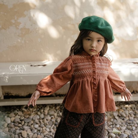 [予約] Merci Smocked Blouse/ OREN by Hibyebebe