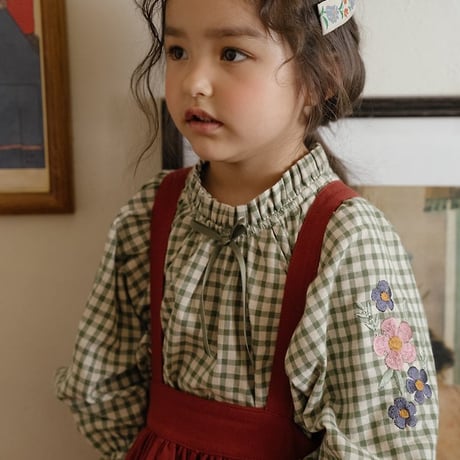 [予約] Manon Check Blouse/ OREN by Hibyebebe