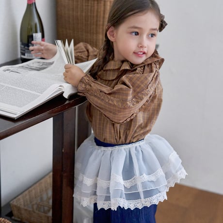 [予約] Denim Ruffle Pants/ marron