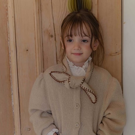 [予約]Manon knitted ribbon cardigan/ OREN by Hibyebebe