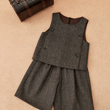 [予約] London Herringbone Vest & Culotte Set