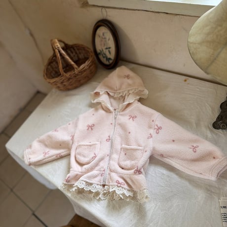 [予約] Ribbon hooded zip-up/ marron