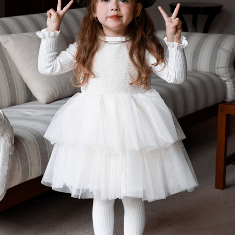[予約] Alabaster Tiered Tulle Dress