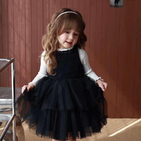 [予約] Onyx Tiered Tulle Dress