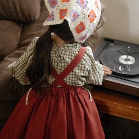 [予約] Manon Check Blouse/ OREN by Hibyebebe