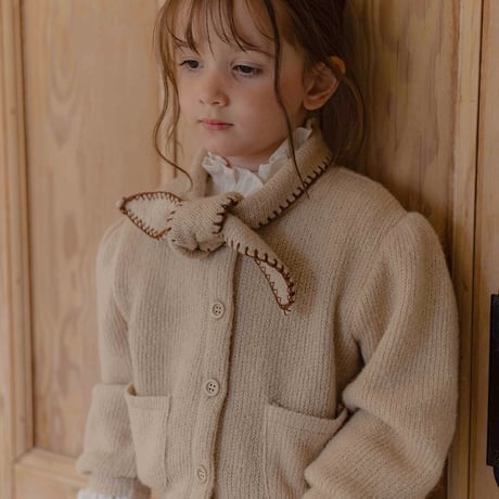 [予約]Manon knitted ribbon cardigan/ OREN by Hibyebebe