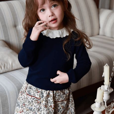 [予約] Scallop Collar Navy Top
