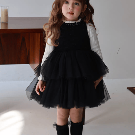 [予約] Onyx Tiered Tulle Dress