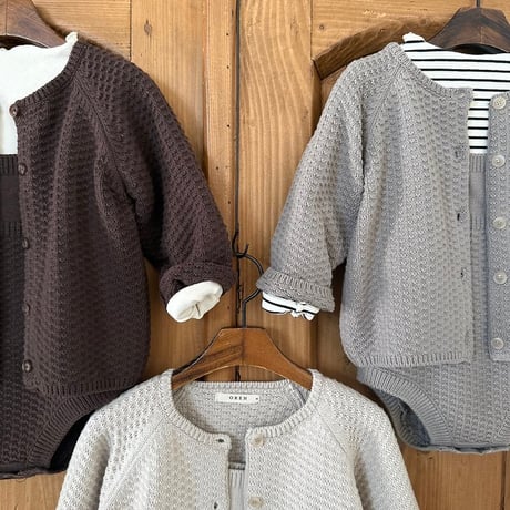 [予約]Bruno Knit Set (Cardigan + Overalls)/ OREN by Hibyebebe