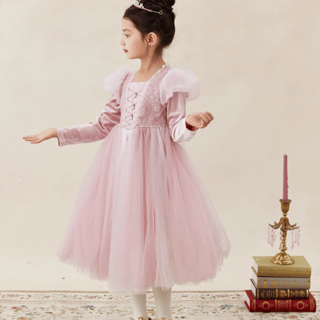 [予約] Pink Rosette Princess Dress (&Cape SET)