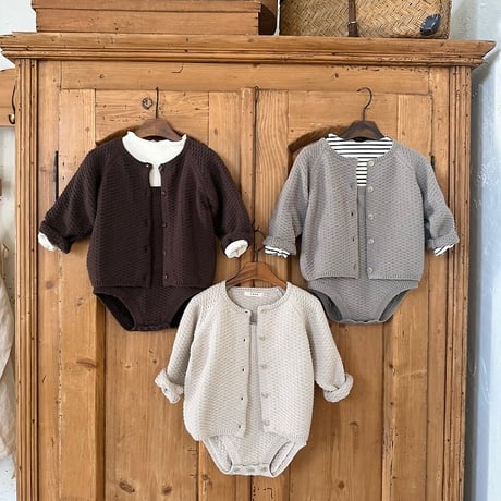 [予約]Bruno Knit Set (Cardigan + Overalls)/ OREN by Hibyebebe