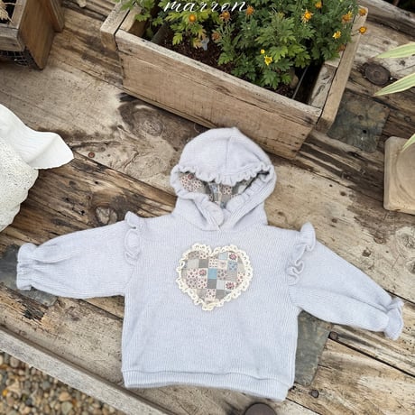 [予約] Heart knit hoodie/ marron