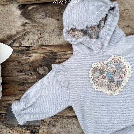 [予約] Heart knit hoodie/ marron