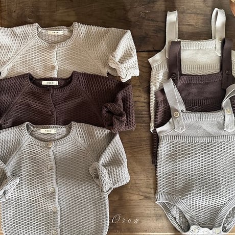 [予約]Bruno Knit Set (Cardigan + Overalls)/ OREN by Hibyebebe