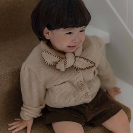[予約]Manon knitted ribbon cardigan/ OREN by Hibyebebe
