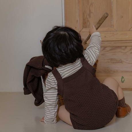 [予約]Bruno Knit Set (Cardigan + Overalls)/ OREN by Hibyebebe