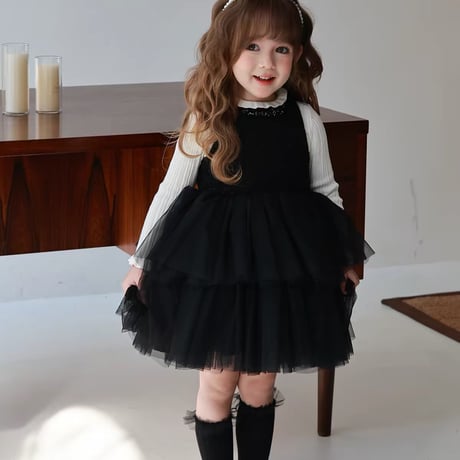 [予約] Onyx Tiered Tulle Dress