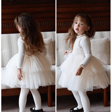 [予約] Alabaster Tiered Tulle Dress