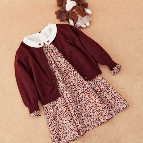[予約] Vintage Berry Floral Dress