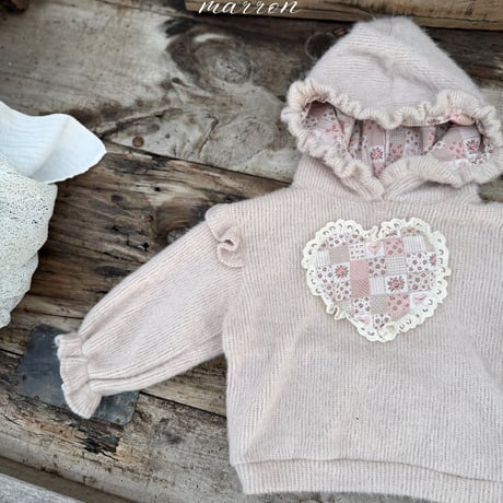 [予約] Heart knit hoodie/ marron