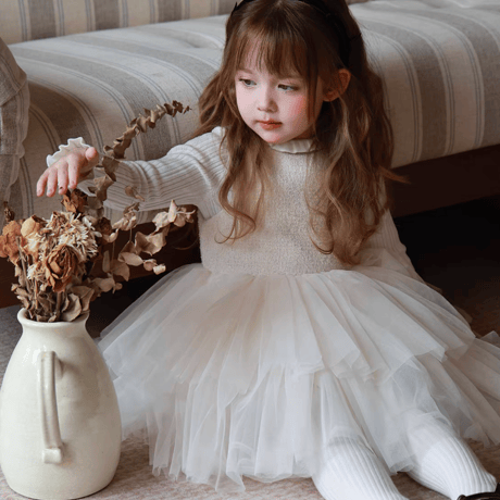 [予約] Alabaster Tiered Tulle Dress