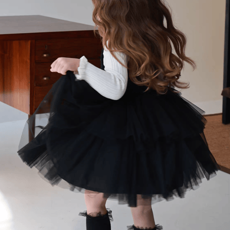 [予約] Onyx Tiered Tulle Dress