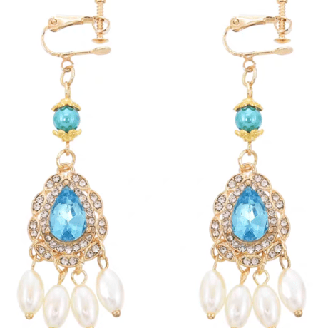 [予約] Azure Pearl Drop Clip-on Earrings