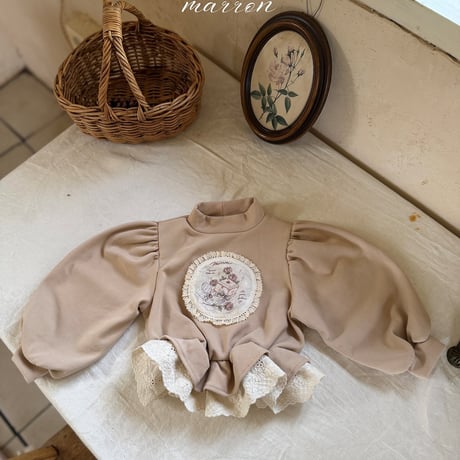 [予約] Rose Frill T-shirt/ marron