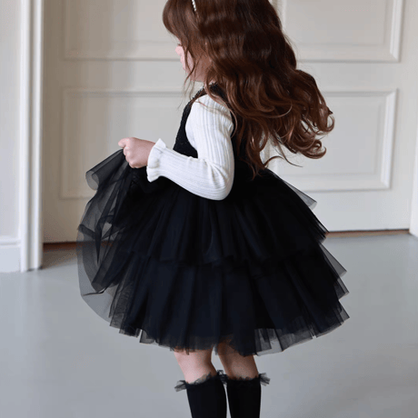 [予約] Onyx Tiered Tulle Dress