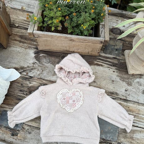 [予約] Heart knit hoodie/ marron