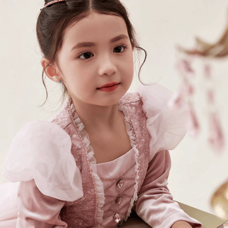 [予約] Pink Rosette Princess Dress (&Cape SET)