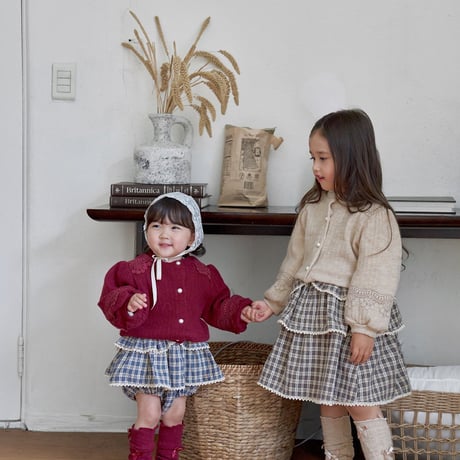 [予約] Checked Tiered Romper/ marron