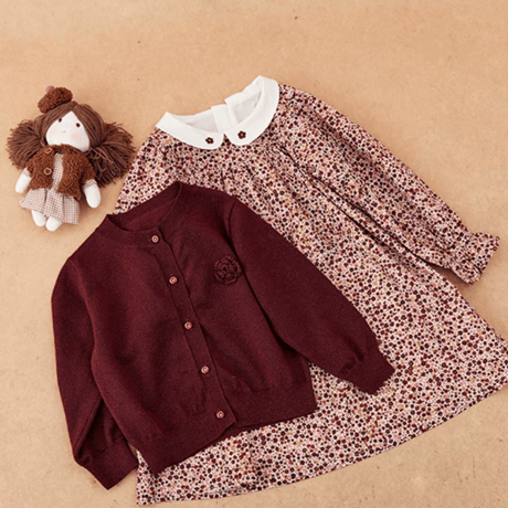 [予約] Vintage Berry Floral Dress