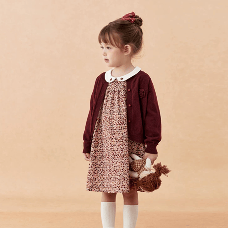 [予約] Vintage Berry Floral Dress