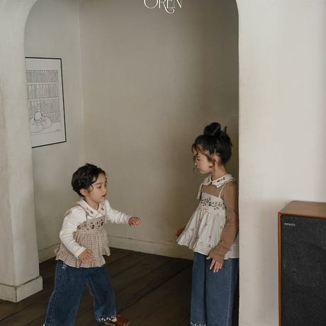 [予約] Maple Embroidery Denim Pants/ OREN by Hibyebebe