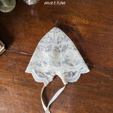 [予約] Lace bonnet/ marron