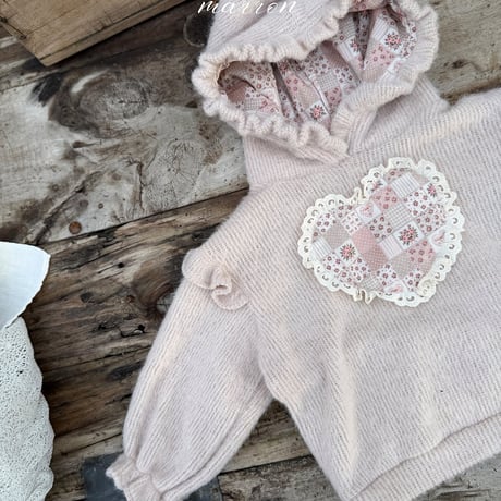 [予約] Heart knit hoodie/ marron