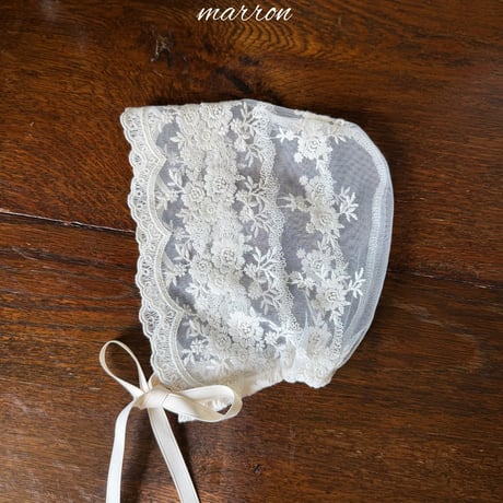 [予約] Lace bonnet/ marron
