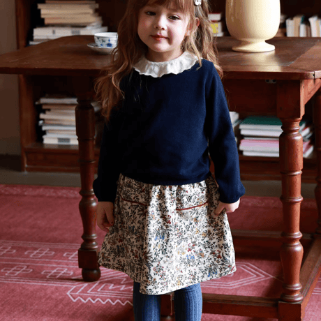 [予約] Scallop Collar Navy Top