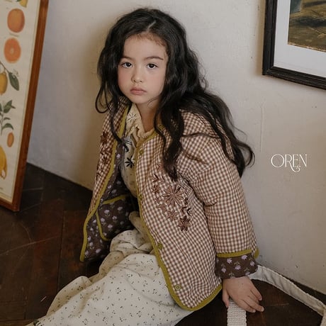 [予約] Breeze Check Padded Jacket (3oz)/ OREN by Hibyebebe