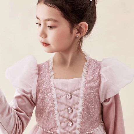 [予約] Pink Rosette Princess Dress (&Cape SET)