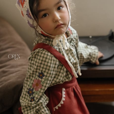 [予約] Manon Check Blouse/ OREN by Hibyebebe