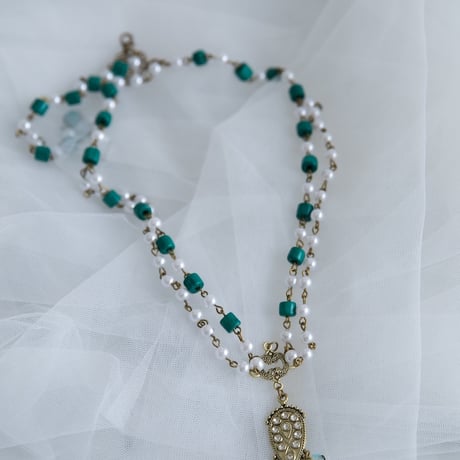 [予約] Turquoise Moon Pearl Necklace