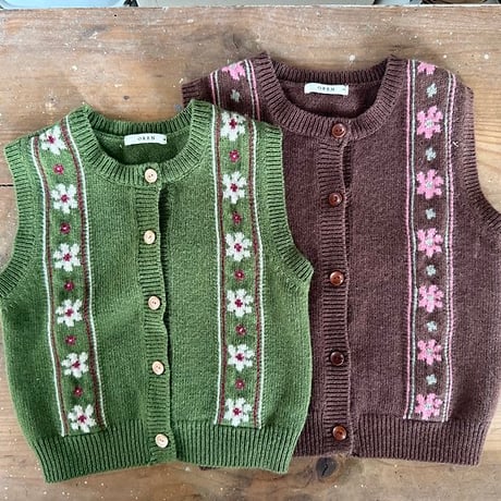 [予約] Bert Fleur Knit Vest/ OREN by Hibyebebe