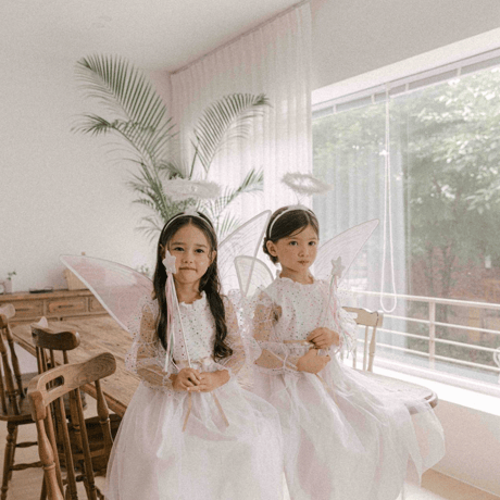 [予約] Little Angel Dress& Headband set (White)/ Mini Recipe