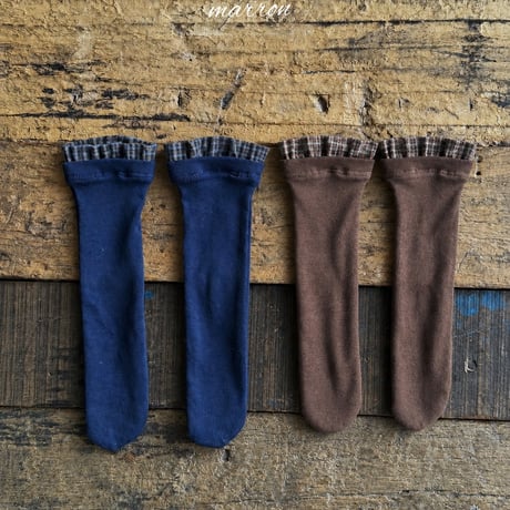 [予約] Checkered socks/ marron