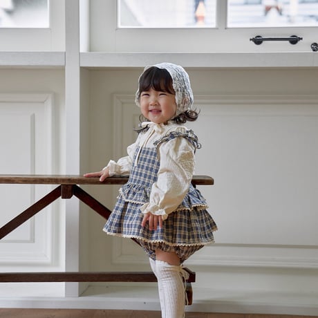 [予約] Checked Tiered Romper/ marron
