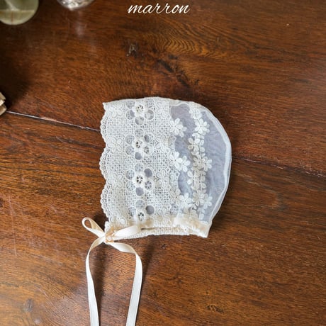 [予約] Lace bonnet/ marron